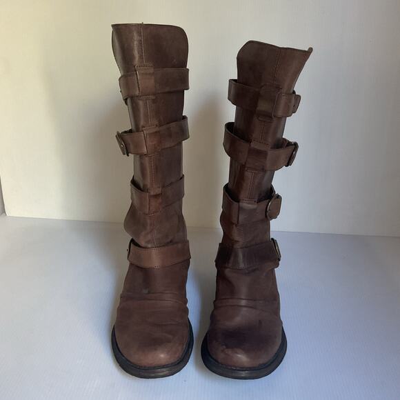 Aldo Riding Boots Brown Leather Tall Buckle Women’s Sz 37 US 6.5 Fall Trendy - Picture 3 of 9